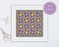 lp0029 folk cross stitch pattern for begginer - easy xstitch pattern in pdf format - instant download - floral pattern