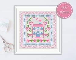 lp0048 sampler cross stitch pattern for begginer - home xstitch pattern in pdf format - instant download - easy pattern