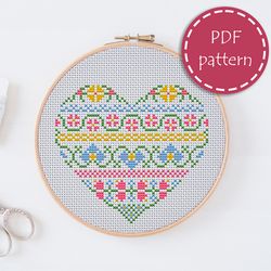 lp0049 valentines day cross stitch pattern for begginer - heart love xstitch pattern in pdf format - instant download