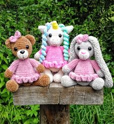 crochet patterns bear, unicorn, bunny, crochet animals