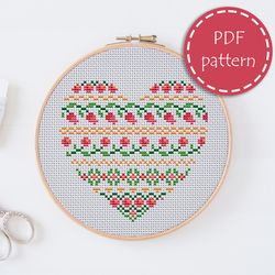 lp0051 valentines day cross stitch pattern for begginer - heart love xstitch pattern in pdf format - instant download