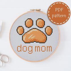 lp0056 dog mom cross stitch pattern for begginer - pets lover xstitch pattern in pdf format - instant download - easy