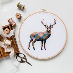 geometric deer cross stitch pattern