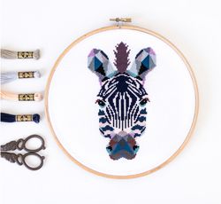 geometric zebra cross stitch pattern