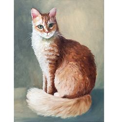 cat painting, original art, animal painting, animal artwork 12 by 16 inches