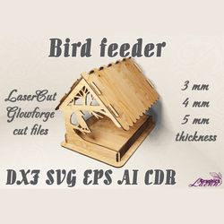 bird feeders vector model for laser cut cnc (275x251x314 mm), 3, 4 and 5 mm models, glowforge, dxf cdr ai svg eps vector