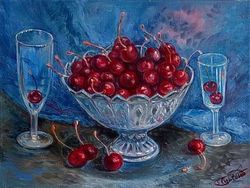 blue picture "cherry" for a gift