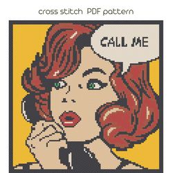 pop art cross stitch, pop art cross stitch pattern, modern cross stich, pdf pattern /32/