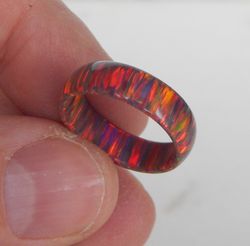 unique very beautiful ring. solid opal band. solid opal ring.