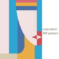 abstract face cross stitch, cross stitch pattern, pdf pattern /37/