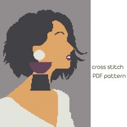 pop art cross stitch, lady cross stitch pattern, modern cross stich /41/