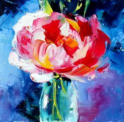 peony painting flower original art pink peony artwork by artolgagoncharova