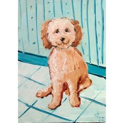 dog painting pet portrait original art dog mom gift animal artwork 8x6 by sonnegold