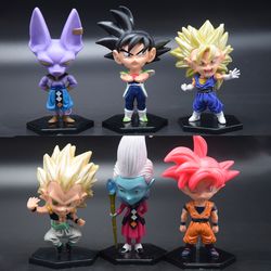 6pcs set dragonball z super saiyan son goku vetega gotenks cake topper mini 2022