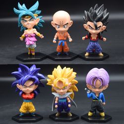 6pcs set dragon ball z super saiyan son goku vetega gotenks cake topper mini