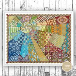 cross stitch pattern ornaments sunny year geometric patchwork  tapestry style modern design pattern pdf 81