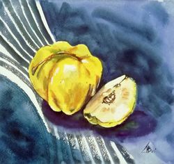 pear painting fruit original artwork still life art 12" by 10" by artmadeira