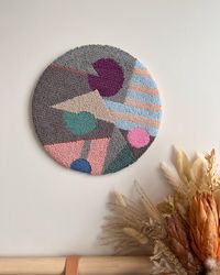 wall decor, home decor, punch needle, abstract wall art, living room decor, fiber art, textile art, nursery decor