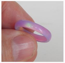 very beautiful opal ring lavender color. solid opal band. synthetic opal ring.