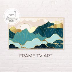 samsung frame tv art | 4k geometric abstract digital pink and blue art for the frame tv | contemporary landscape art