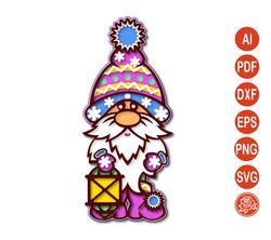 multi layered christmas gnome mandala svg, gnome file svg for cricut  dxf