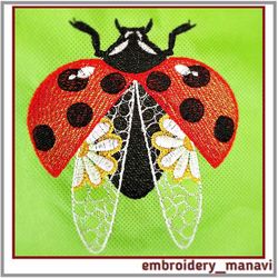 Machine Embroidery Design Lady Bug. 2 Sizes.