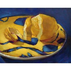 lemon painting food original art dessert wall art fruit artwork 8x10 by sonnegold