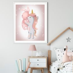 watercolor unicorn, unicorn clipart, baby unicorn, cute unicorn, nursery wall art