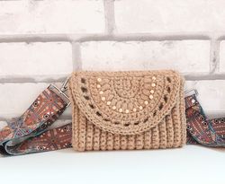 envelope crossbody summer jute bag with boho strap dog mom gift