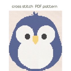 penguin cross pattern, kids cross stich, pdf pattern /56/