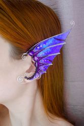 mermaid ear cuffs no piercing, elf ear cuffs jewelry, fairy earrings purple