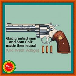 revolver cross stitch pattern | colt python | pistol