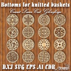 round for knitting, knitted bags/baskets vector model for laser cut cnc plan, any thickness, dxf cdr ai svg dxf, instant