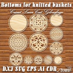 round bottoms for knitted baskets vector model for laser cut cnc plan, any thickness,dxf cdr ai svg dxf,instant download