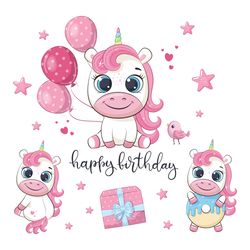 set of cute unicorns, png, eps, jpg, 300 dpi