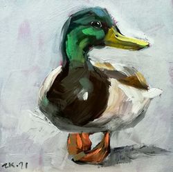 duck oil painting farm animals original art bird wall art made to order