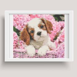 cross stitch pattern, pdf, cute puppy