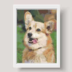 cross stitch pattern, pdf, welsh corgi