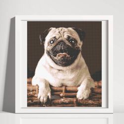 cross stitch pattern, pdf, pug