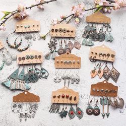 fashion women vintage boho earrings dangler eardrop sets jewelry accessories.