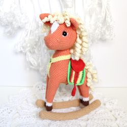 rocking horse crochet pattern pdf in english   amigurumi horse toy