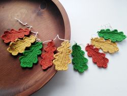 crochet leaf garland, handmade fall garland, autumn garland, cottegecore decor