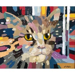 oil painting the night hunter canvas cat original art