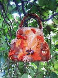 digital tutorial felted bag squirrel pdf, tutorial felted bag, pattern felting bag autumn