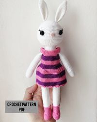 pdf crochet pattern bunny in dress | crochet doll | amigurumi rabbit pattern