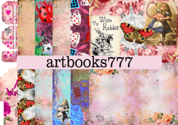 alice in wonderland-3, scrapbooking, digital paper, journal