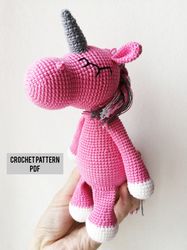 crochet unicorn pattern pdf | plush sleepy toy for baby