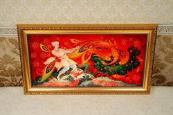 fire bird fairy tale wall art canvas framed hand painted russian lacquer box art