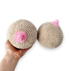 crochet boob, plush boob, stuffed boob, crochet breast