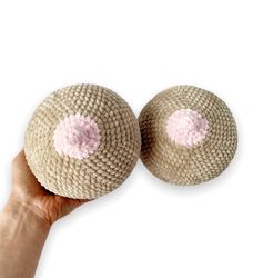 crochet boob, plush boob, stuffed boob, crochet breast